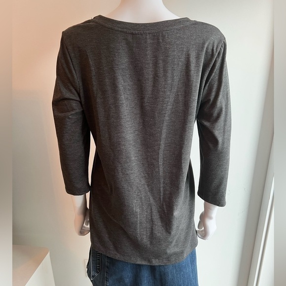 BOBEAU | Long Sleeve Tee with Floral and Trees Abstract Graphic - Picture 4 of 4